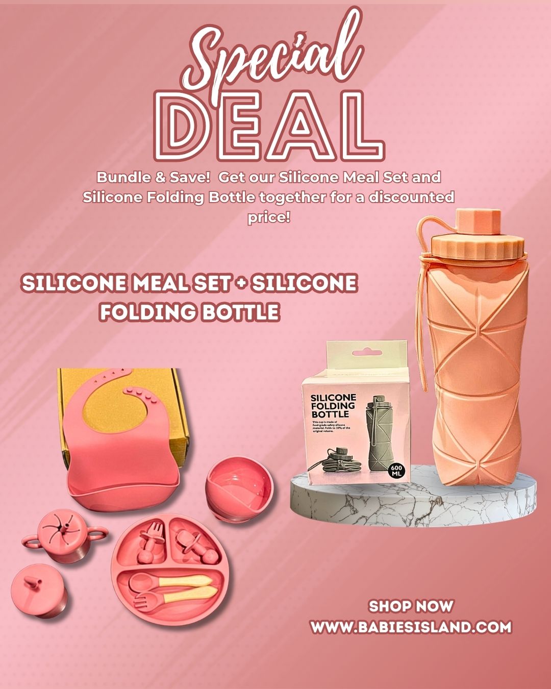 Silicone Meal Set with Silicone Water Bottle - 2 in 1