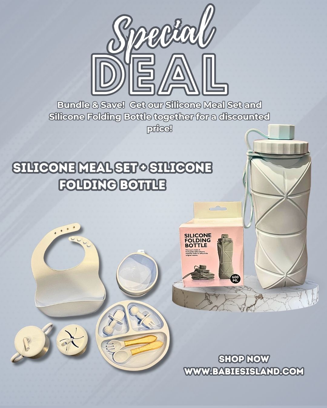 Silicone Meal Set with Silicone Water Bottle - 2 in 1