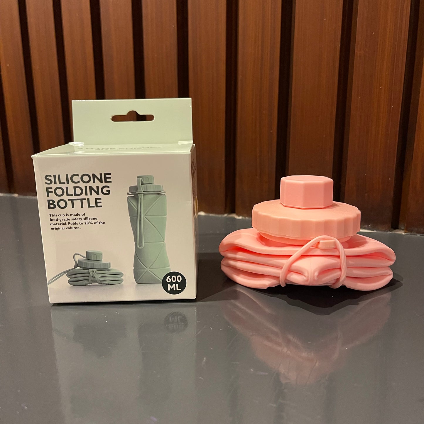 Silicone Water Bottle 600ml - pink color