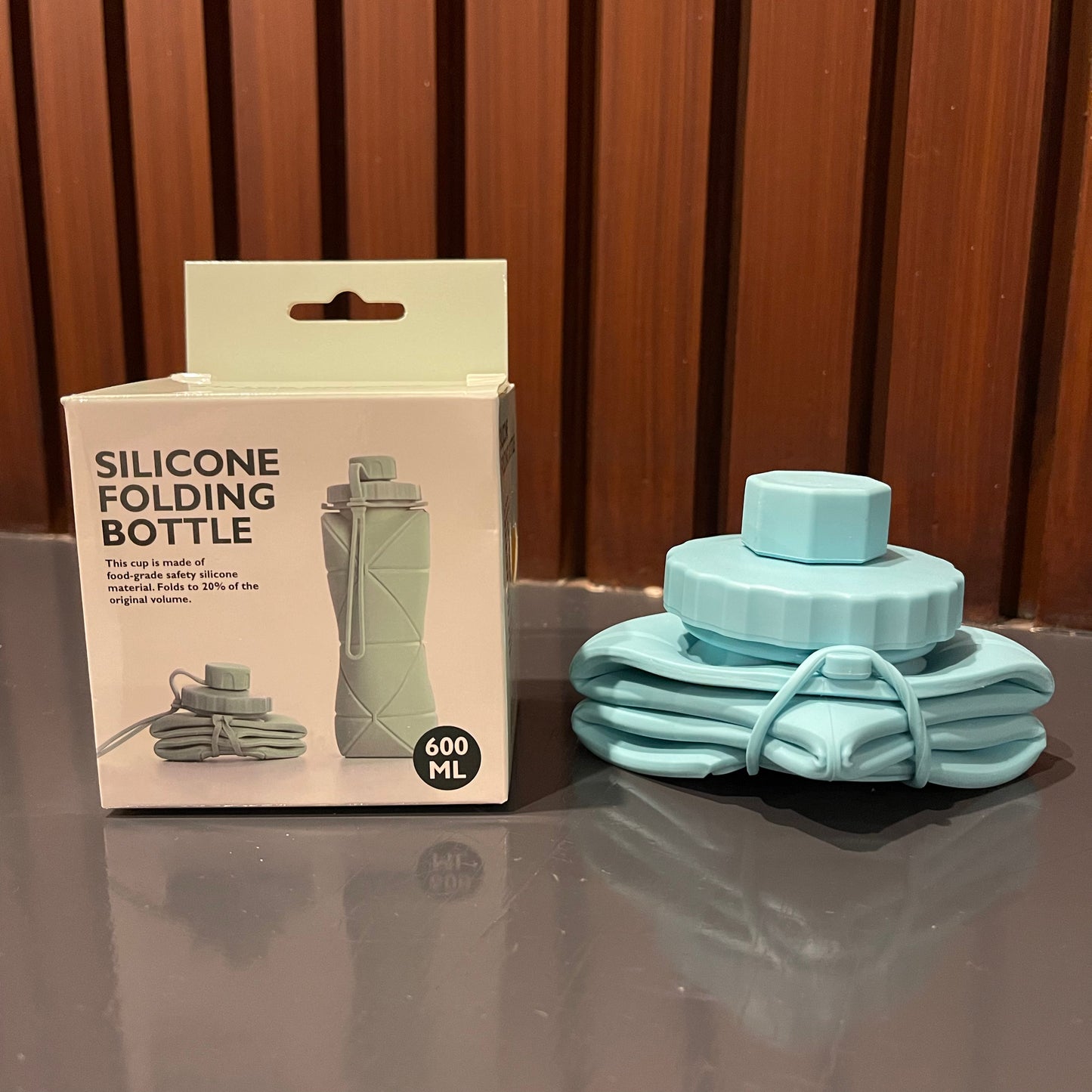 Silicone Water Bottle 600ml - blue color