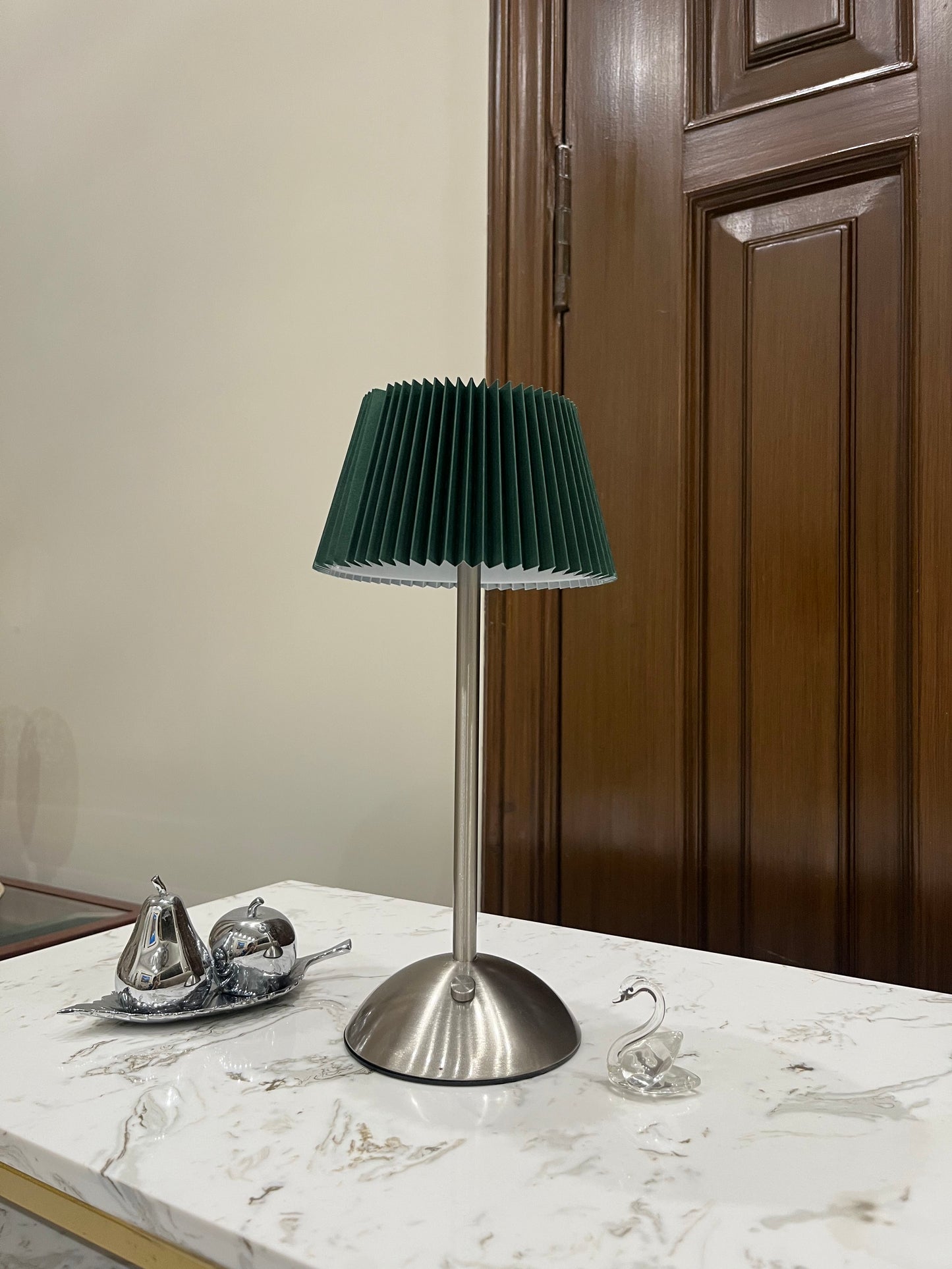 Green Pleated Touch LED Table Lamp B/O ( 3 color Light )