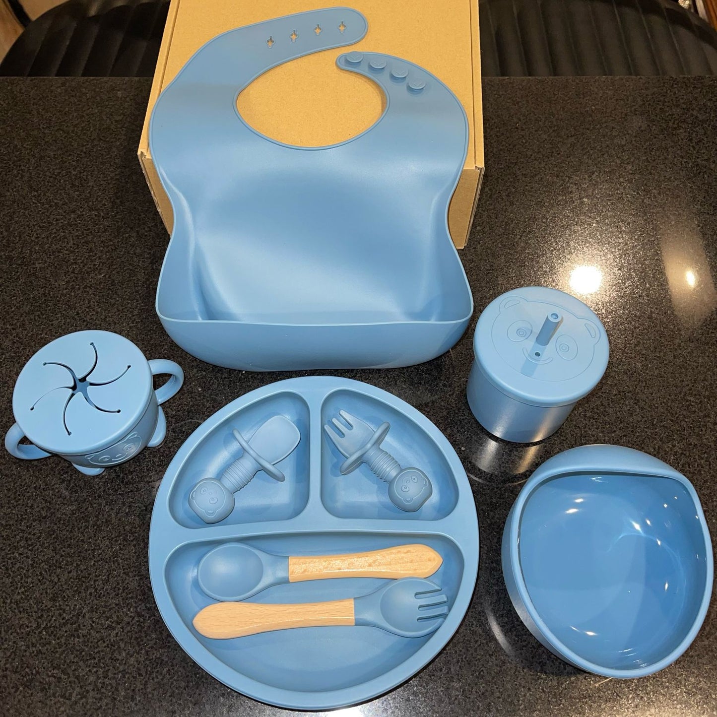 Silicone Meal Set for Baby 9 pcs I Dark Blue color
