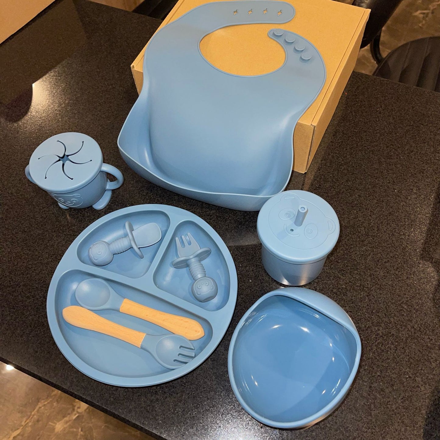Silicone Meal Set for Baby 9 pcs I Dark Blue color