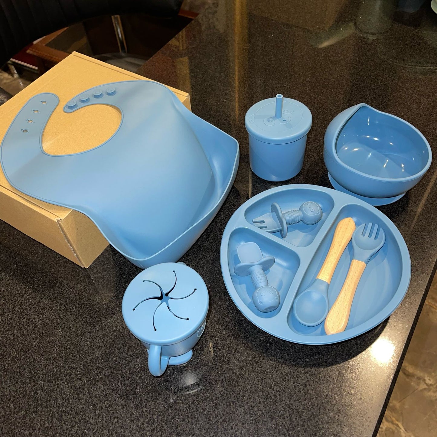 Silicone Meal Set for Baby 9 pcs I Dark Blue color