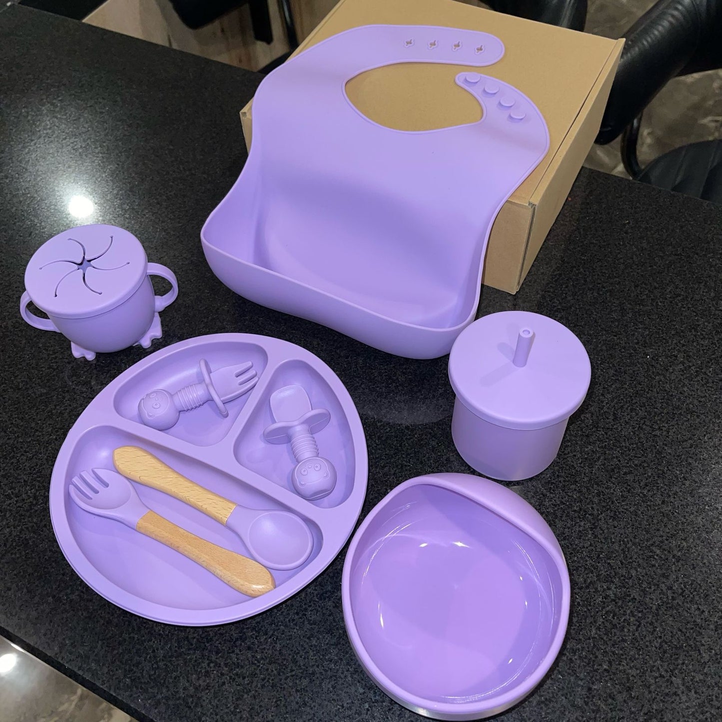 Silicone Meal Set for Baby 9 pcs I Purple color