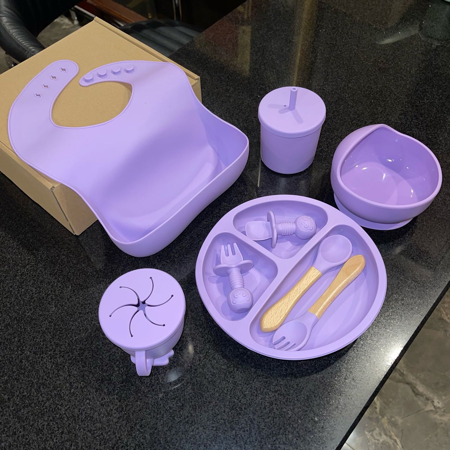 Silicone Meal Set for Baby 9 pcs I Purple color