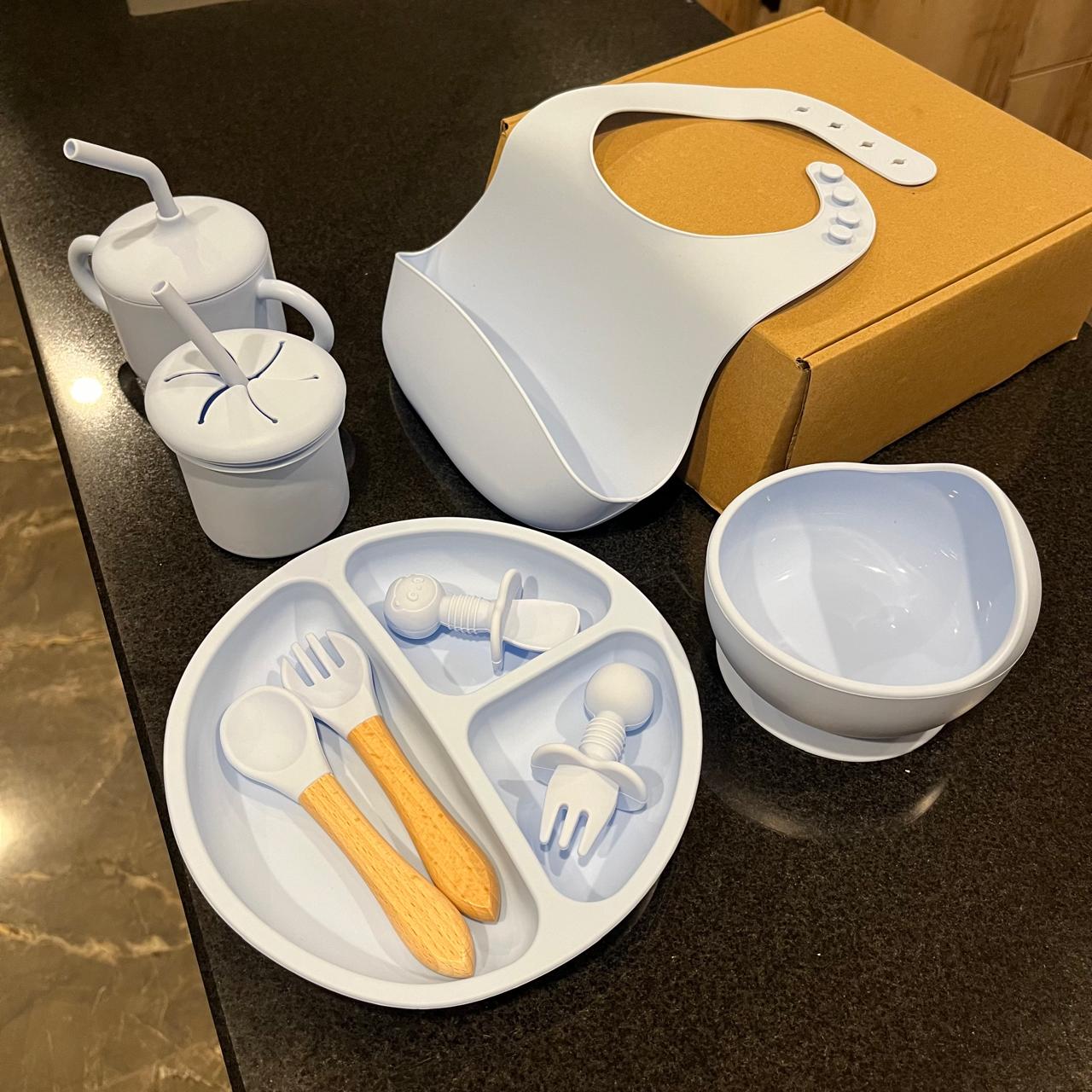 Silicone Meal Set for Baby 9 pcs I Blue color