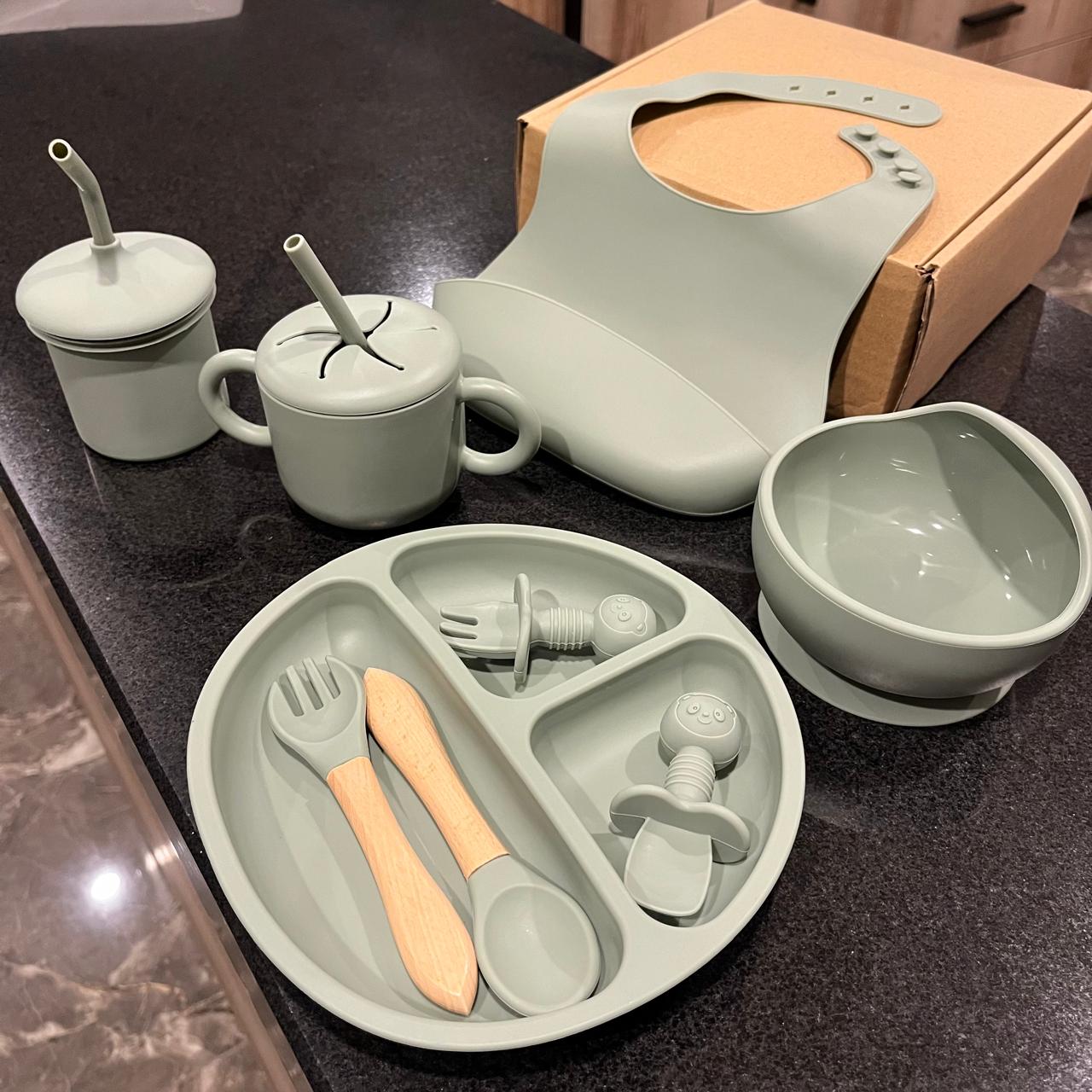 Silicone Meal Set for Baby 9 pcs I Army Green color