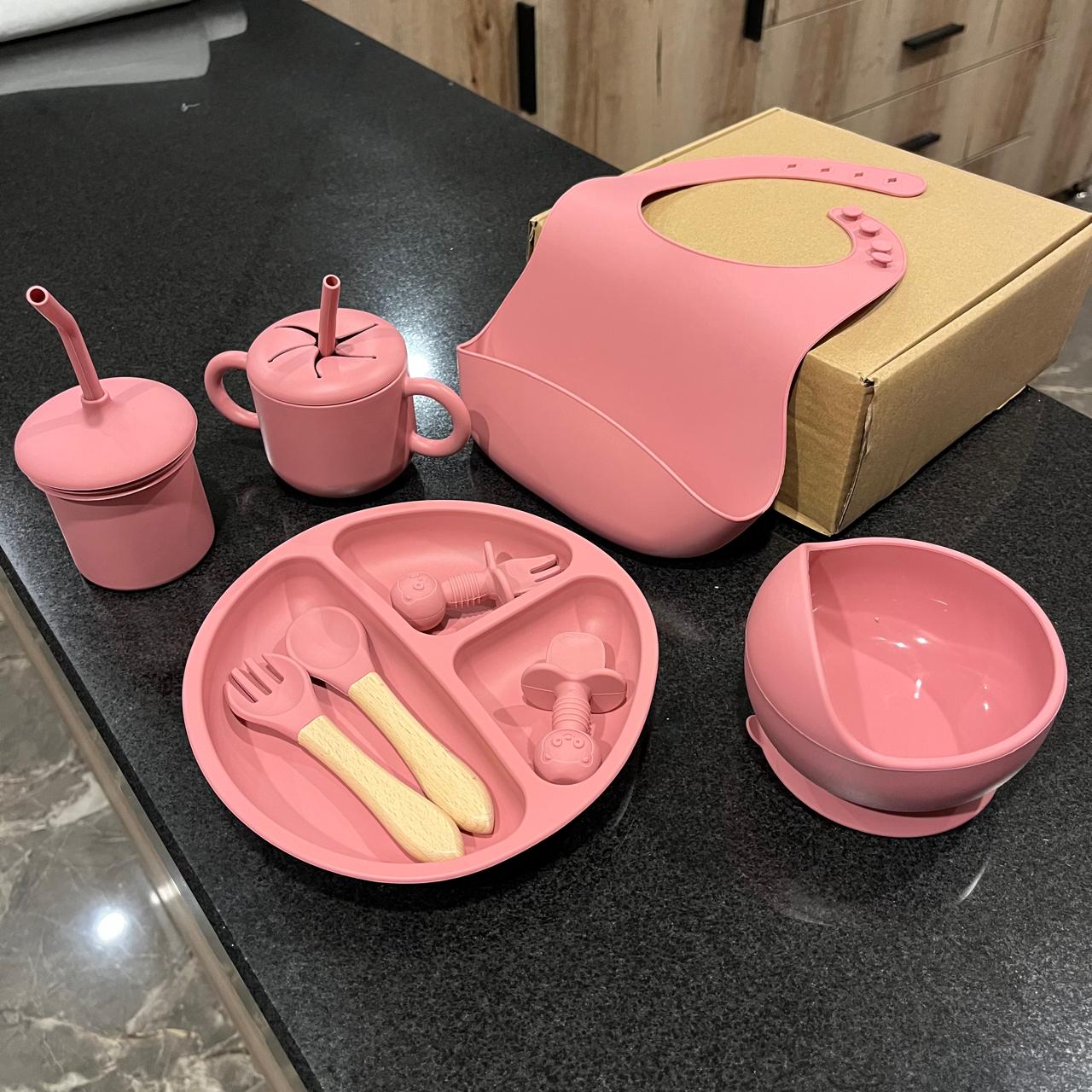 Silicone Meal Set for Baby 9 pcs I Pink Color