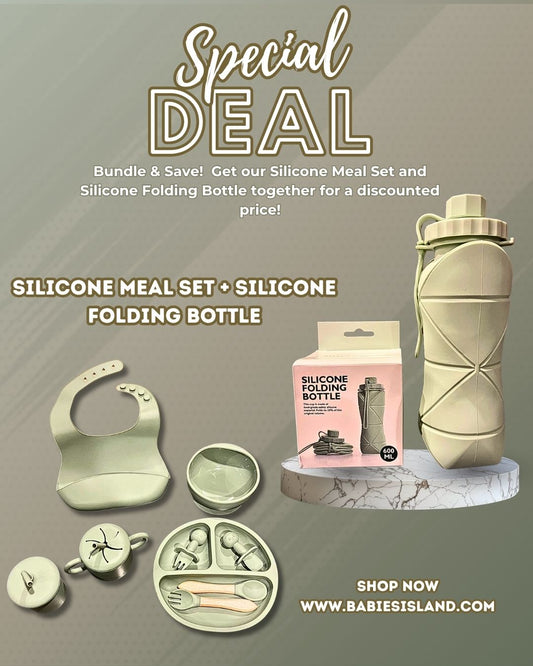 Silicone Meal Set with Silicone Water Bottle - 2 in 1