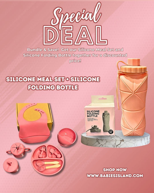 Silicone Meal Set with Silicone Water Bottle - 2 in 1