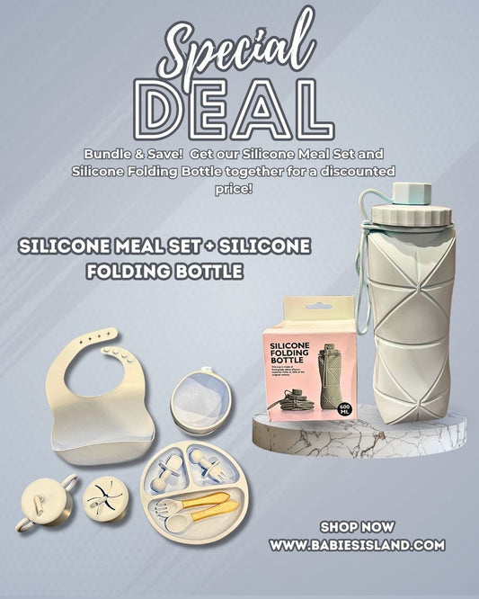 Silicone Meal Set with Silicone Water Bottle - 2 in 1