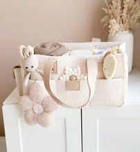 Diaper Caddy Bag XL Size | White Color with Skin White Handles and Zips