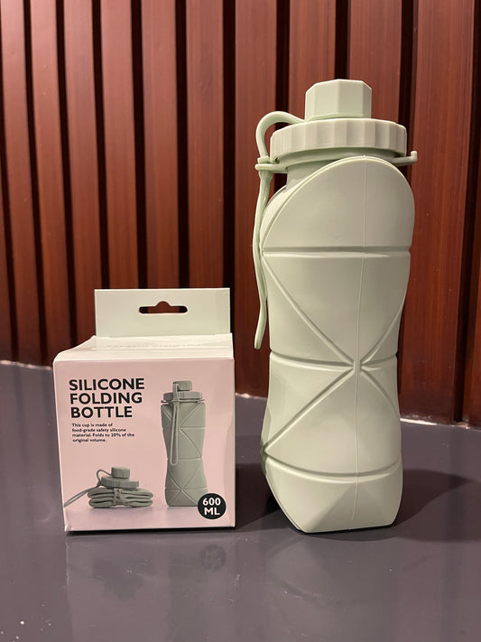 Silicone Water Bottle 600ml - green color