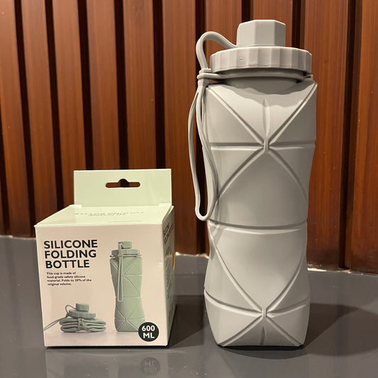 Silicone Water Bottle 600ml - grey color