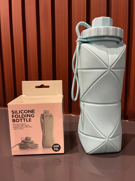 Silicone Water Bottle 600ml - blue color