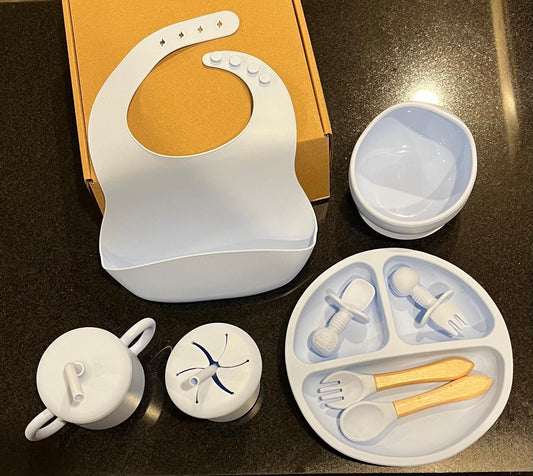 Silicone Meal Set for Baby 9 pcs I Blue color