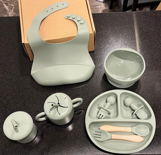 Silicone Meal Set for Baby 9 pcs I Army Green color