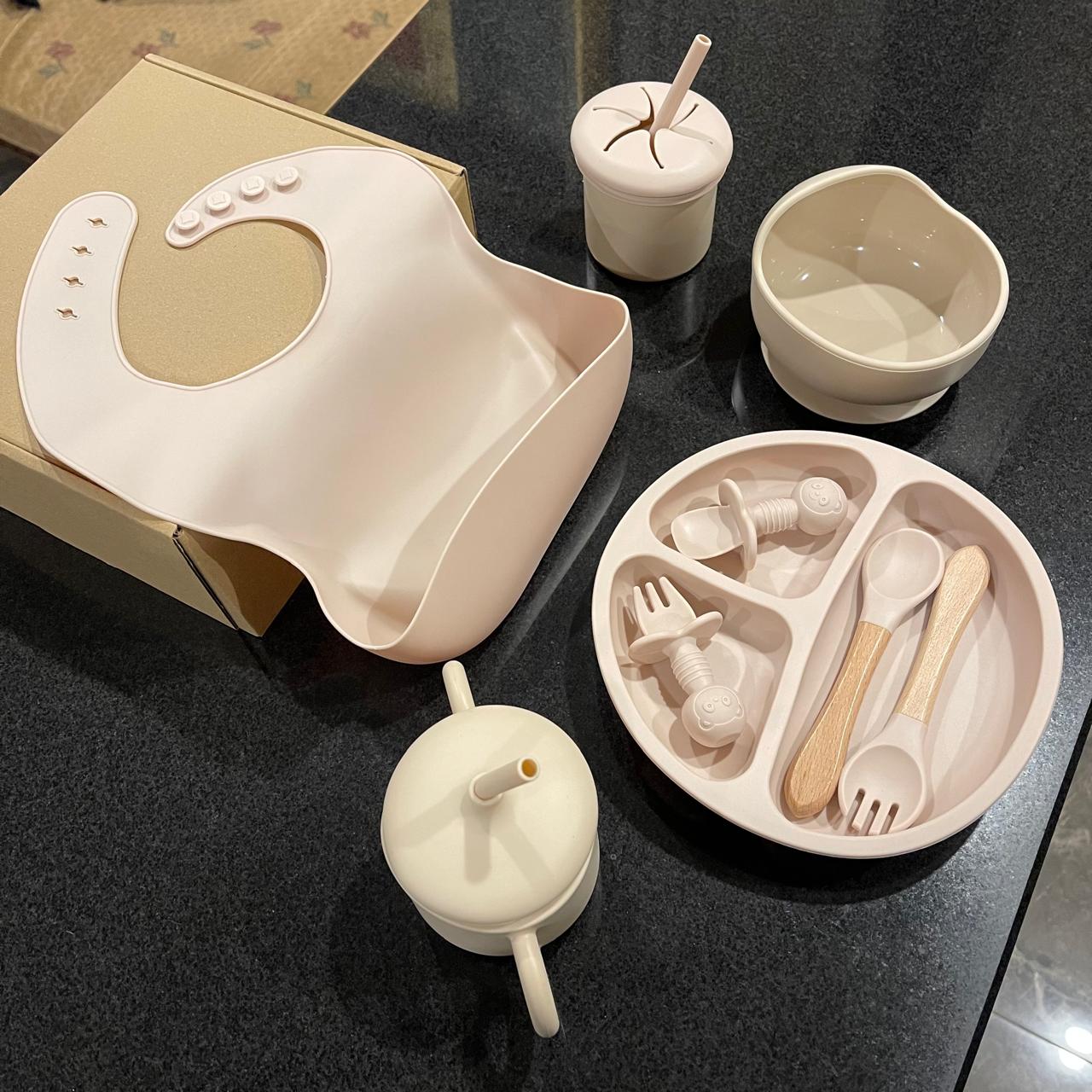 Silicone Meal Set for Baby 9 pcs I Beige Latte color