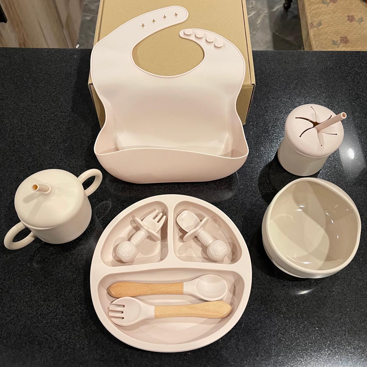 Silicone Meal Set for Baby 9 pcs I Beige Latte color