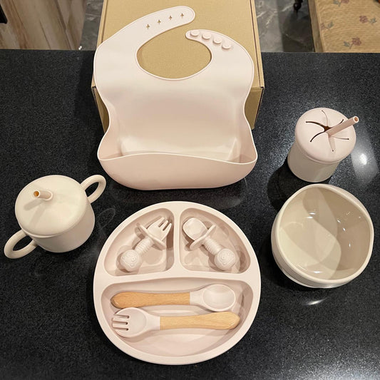 Silicone Meal Set for Baby 9 pcs I Beige Latte color