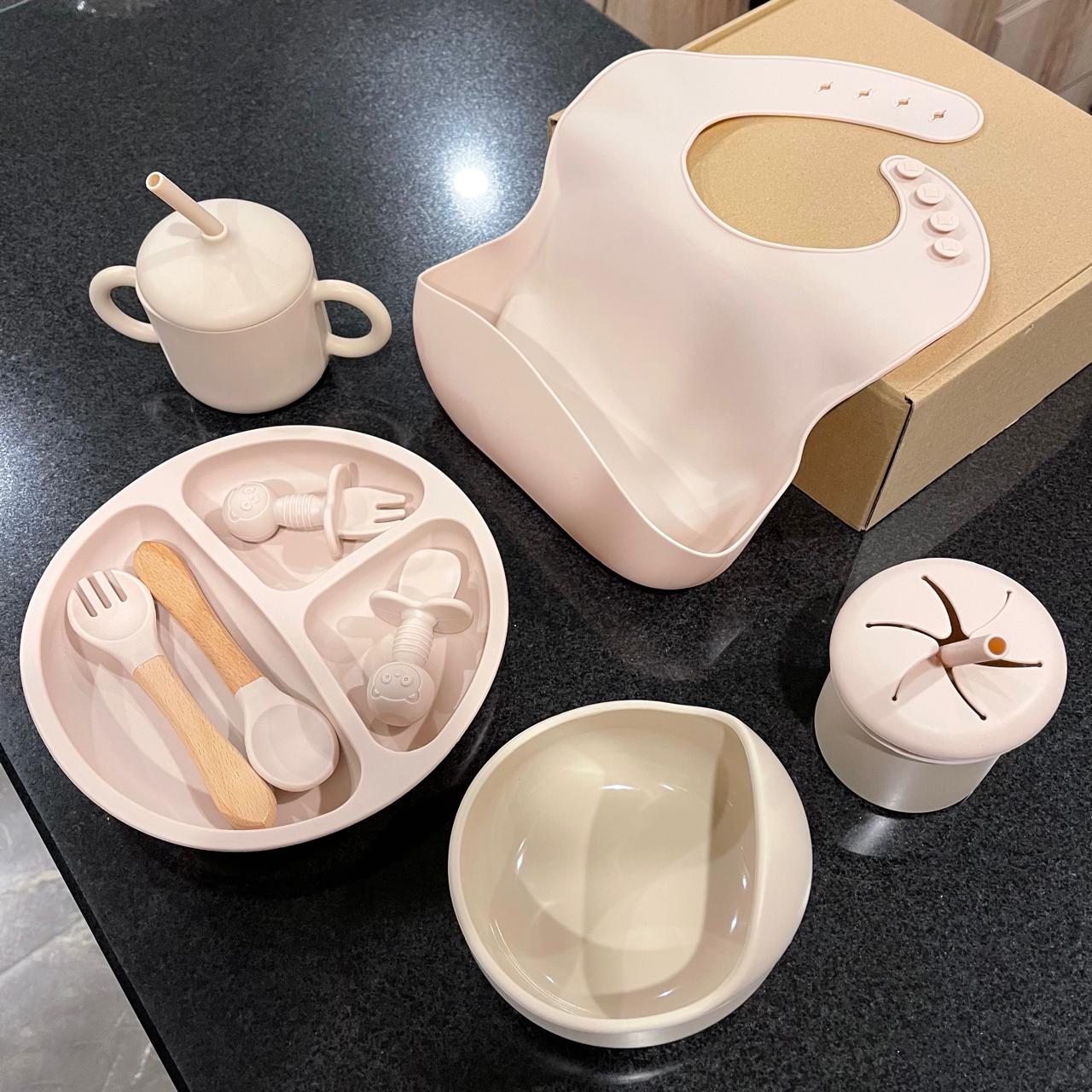 Silicone Meal Set for Baby 9 pcs I Beige Latte color