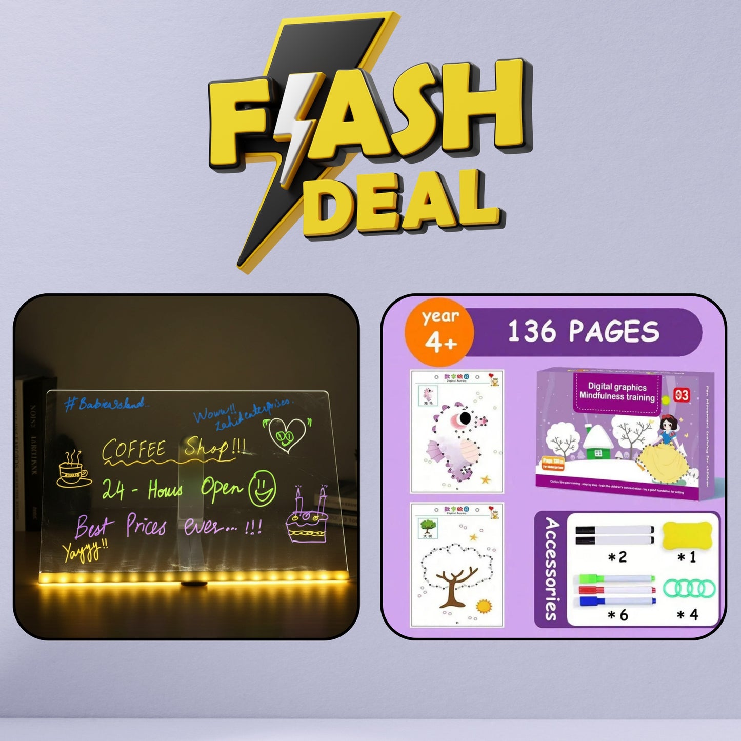 Multiple Color LED Writing Board with Tracing Book ( 136 pages )